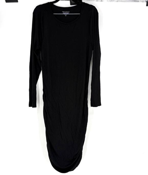 Good American Dresses & Skirts - Good American Ruched Bodycon Midi Dress Black Long Sleeve Women's Size 4 XL